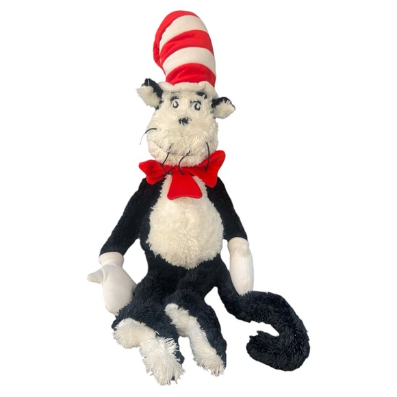 Manhattan Toy 2002 Dr. Seuss Cat in the Hat 30"  Plush Black White Large Fluffy - Picture 1 of 5